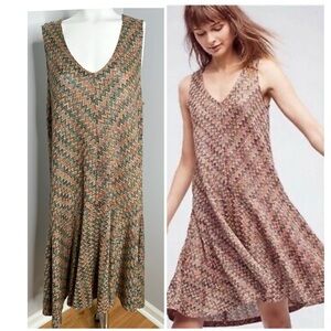 MAEVE  ANTHROPOLOGIE BROWN CHEVRON KNIT DRESS SIZE XL